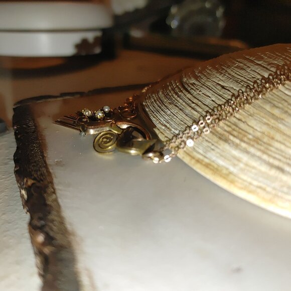 Vintage 12K Gold Moveable Intricate Pendant Necklace 14K GF Chain Pearl Accents - Picture 16 of 16